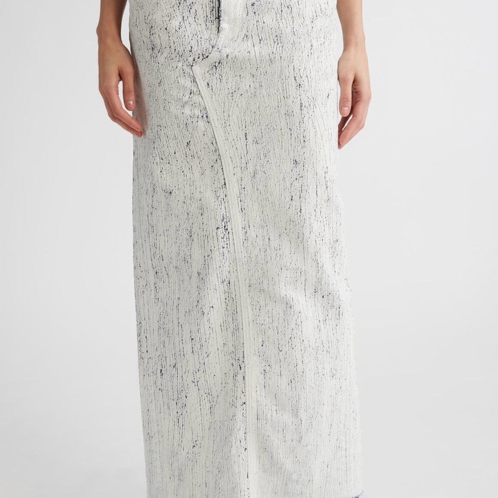 MM6 Maison Margiela Bianchetto Painted Raw Edge Denim Maxi Skirt